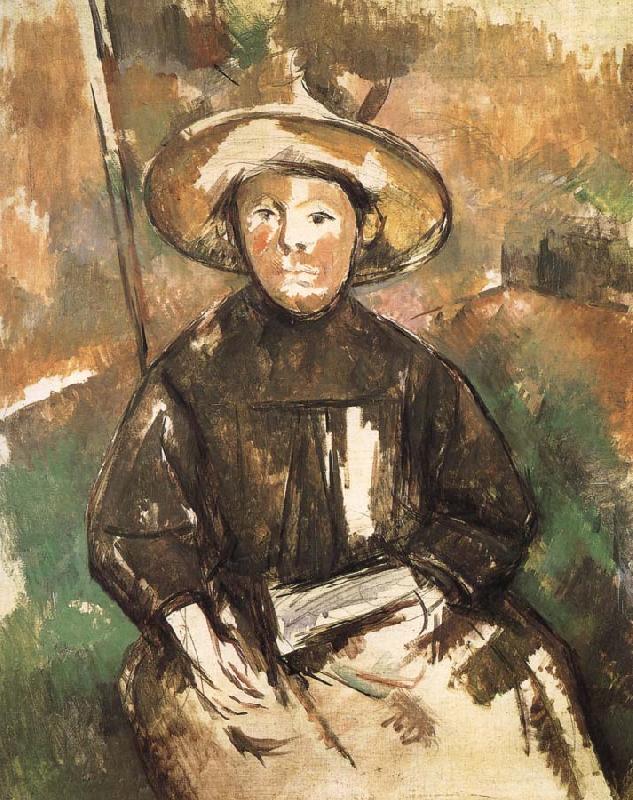 children wearing straw hat, Paul Cezanne